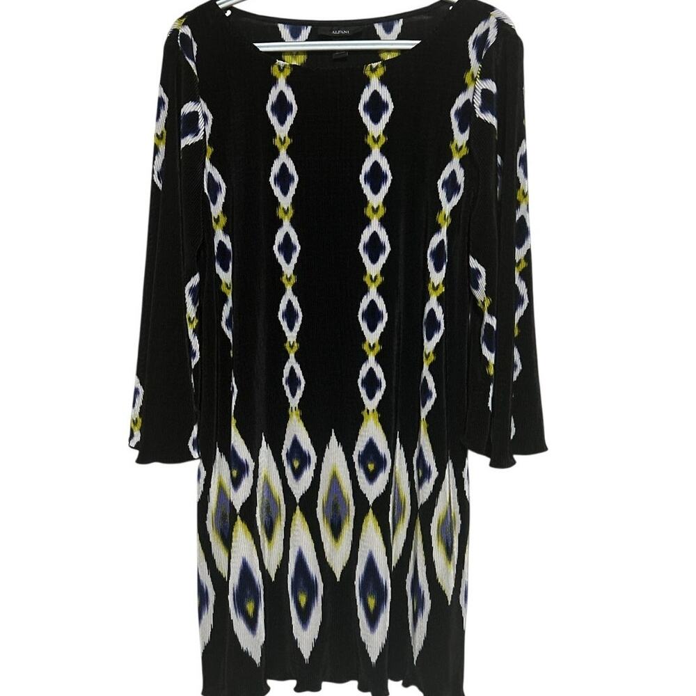 Alfani Women's Black Blue‎ White Yellow Long Bell Sleeve Ribbed Dress Size XL